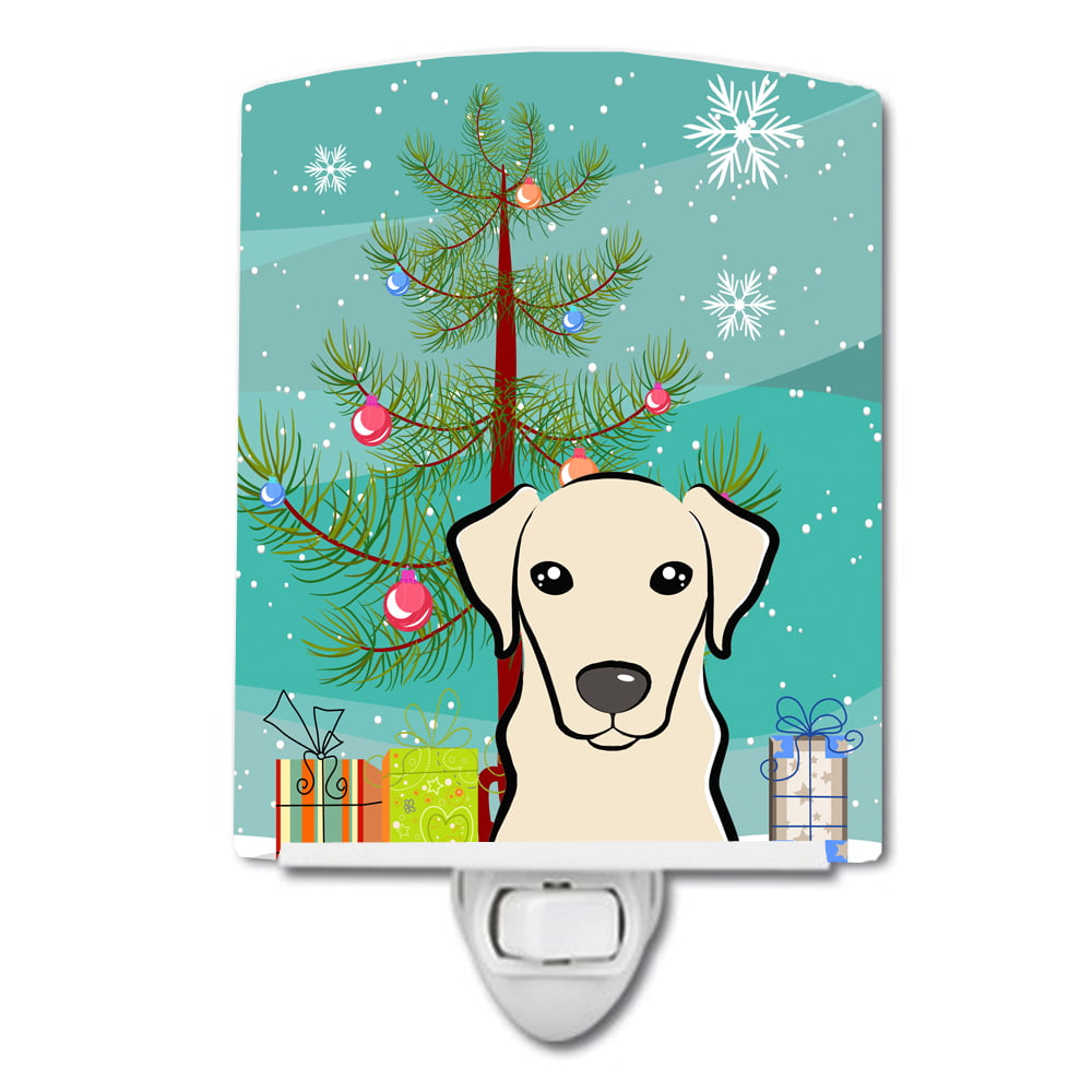 Christmas Tree & Yellow Labrador Ceramic Night Light