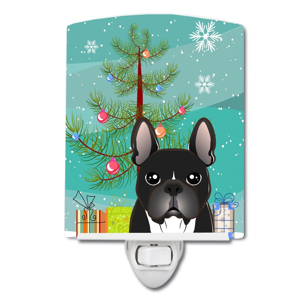 Christmas Tree & French Bulldog Ceramic Night Light