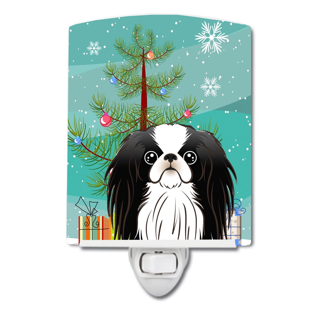 Christmas Tree & Japanese Chin Ceramic Night Light