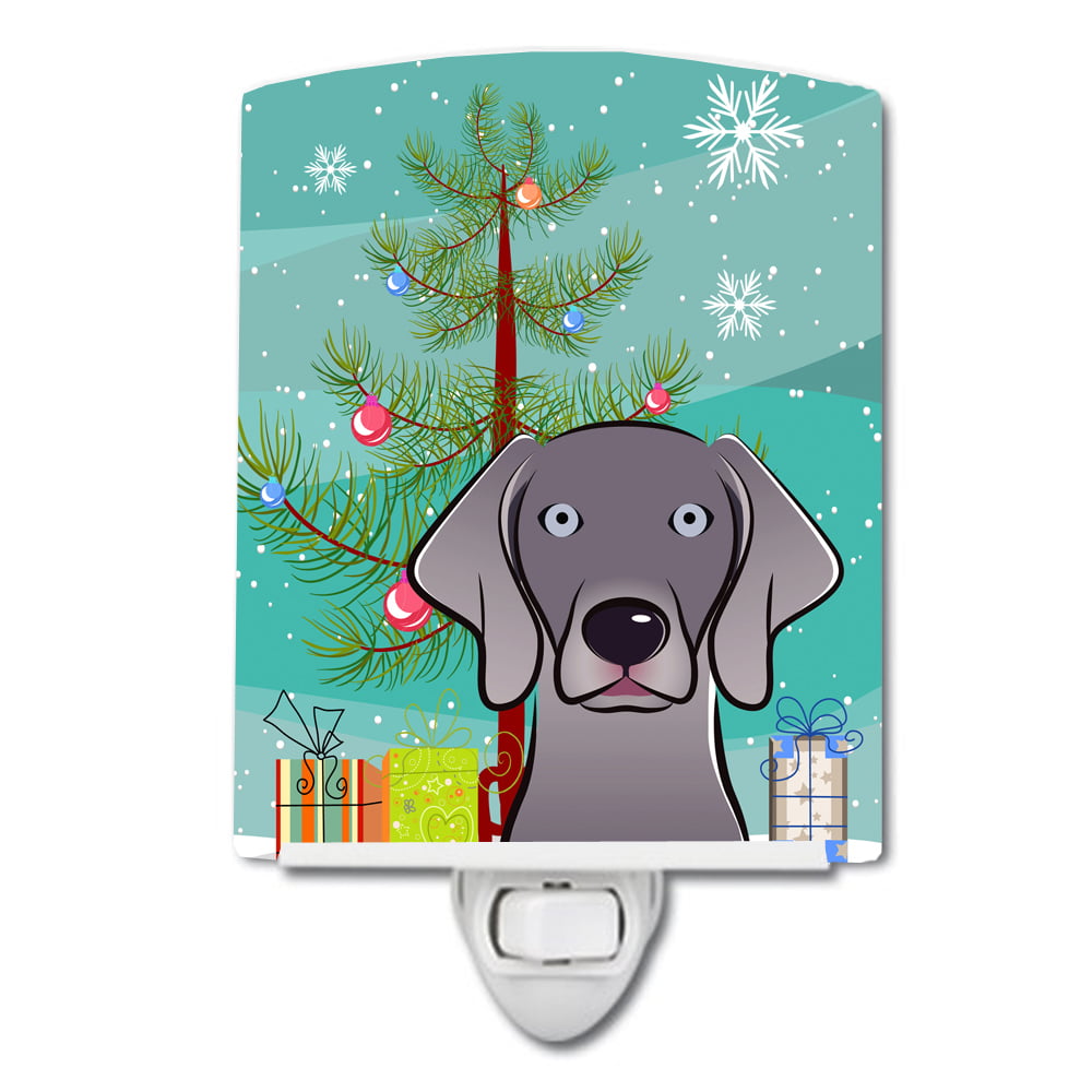 BB1603CNL Christmas Tree & Weimaraner Ceramic Night Light
