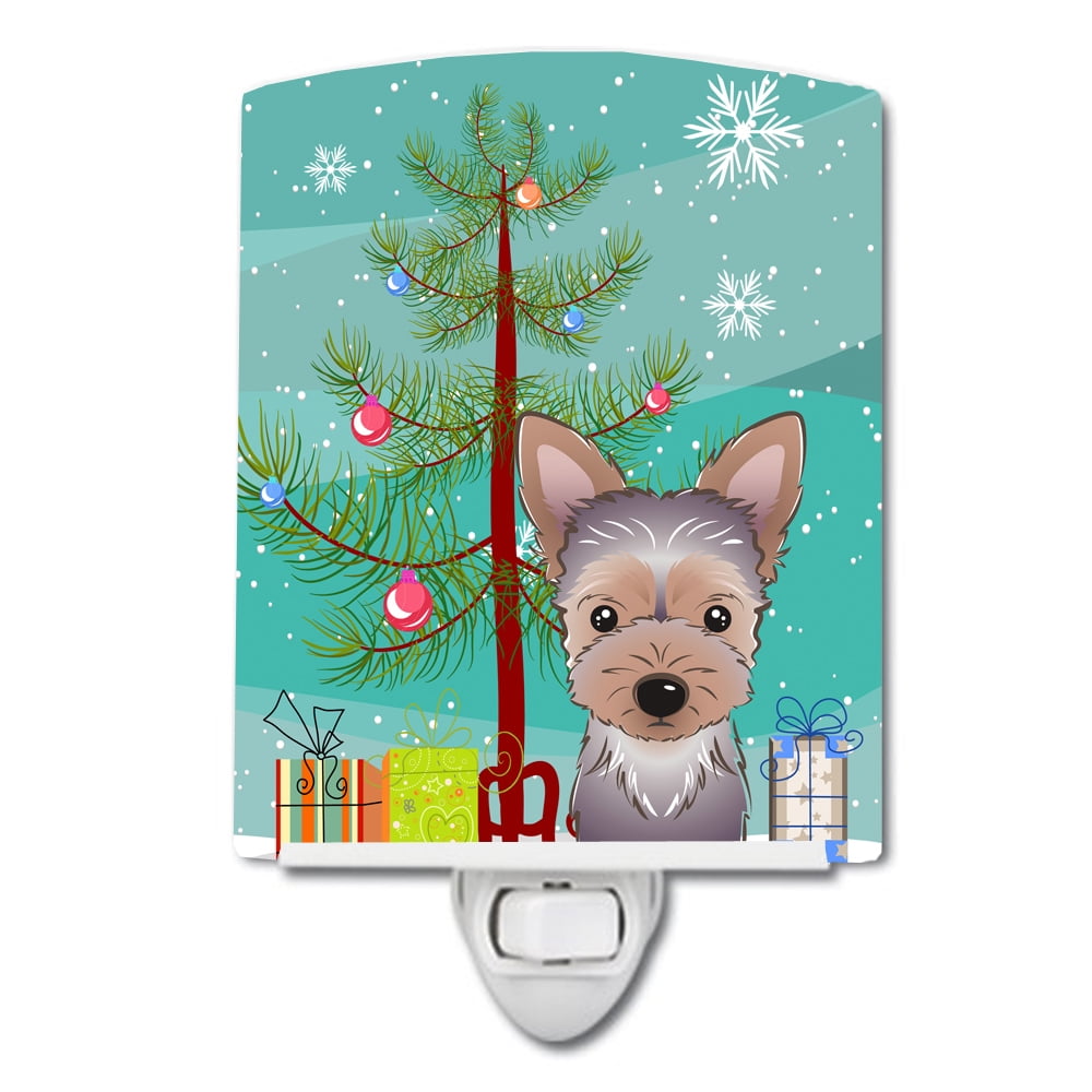 Christmas Tree & Yorkie Puppy Ceramic Night Light
