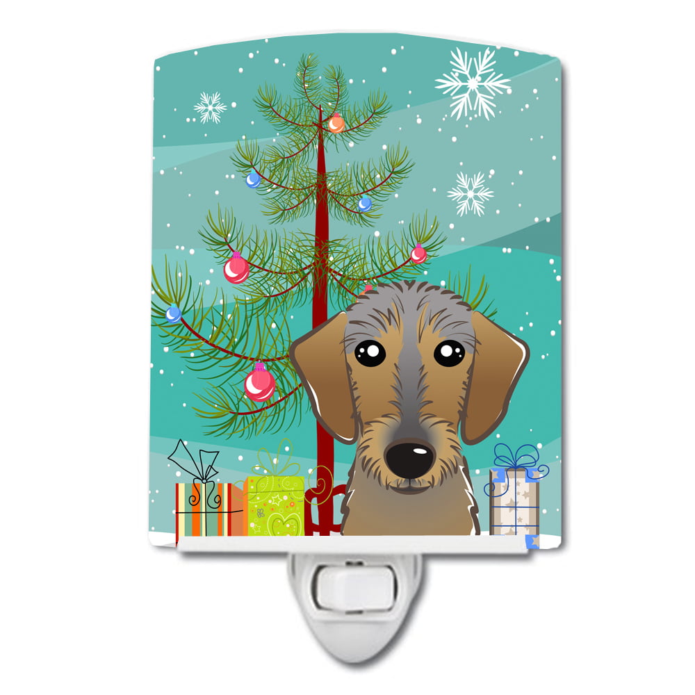 BB1605CNL Christmas Tree & Wirehaired Dachshund Ceramic Night Light