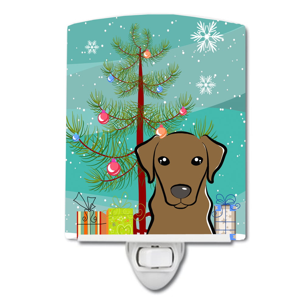 BB1606CNL Christmas Tree & Chocolate Labrador Ceramic Night Light