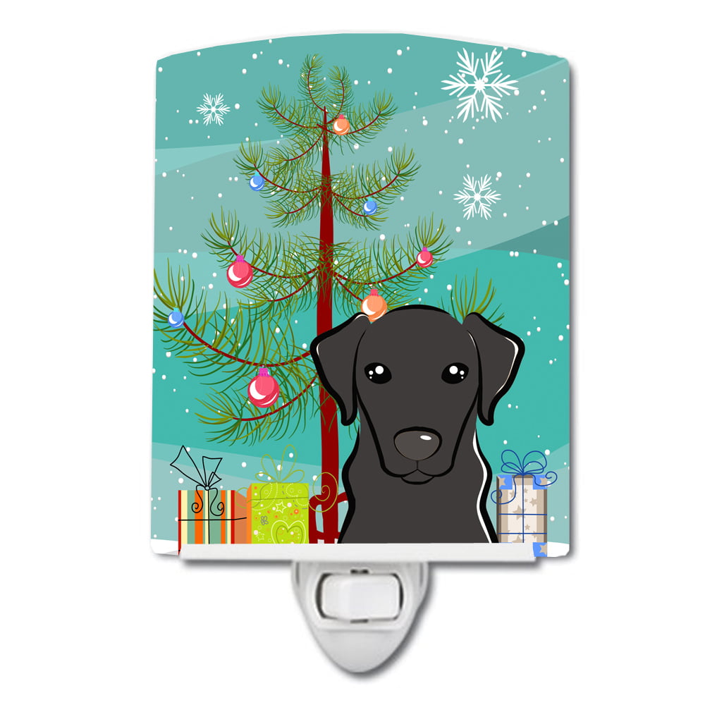 BB1607CNL Christmas Tree & Black Labrador Ceramic Night Light