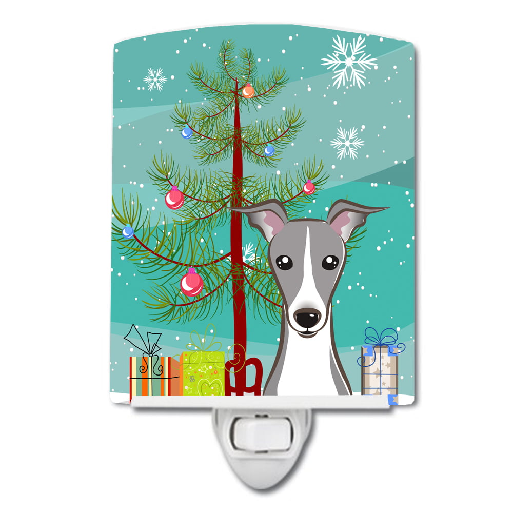 BB1608CNL Christmas Tree & Italian Greyhound Ceramic Night Light