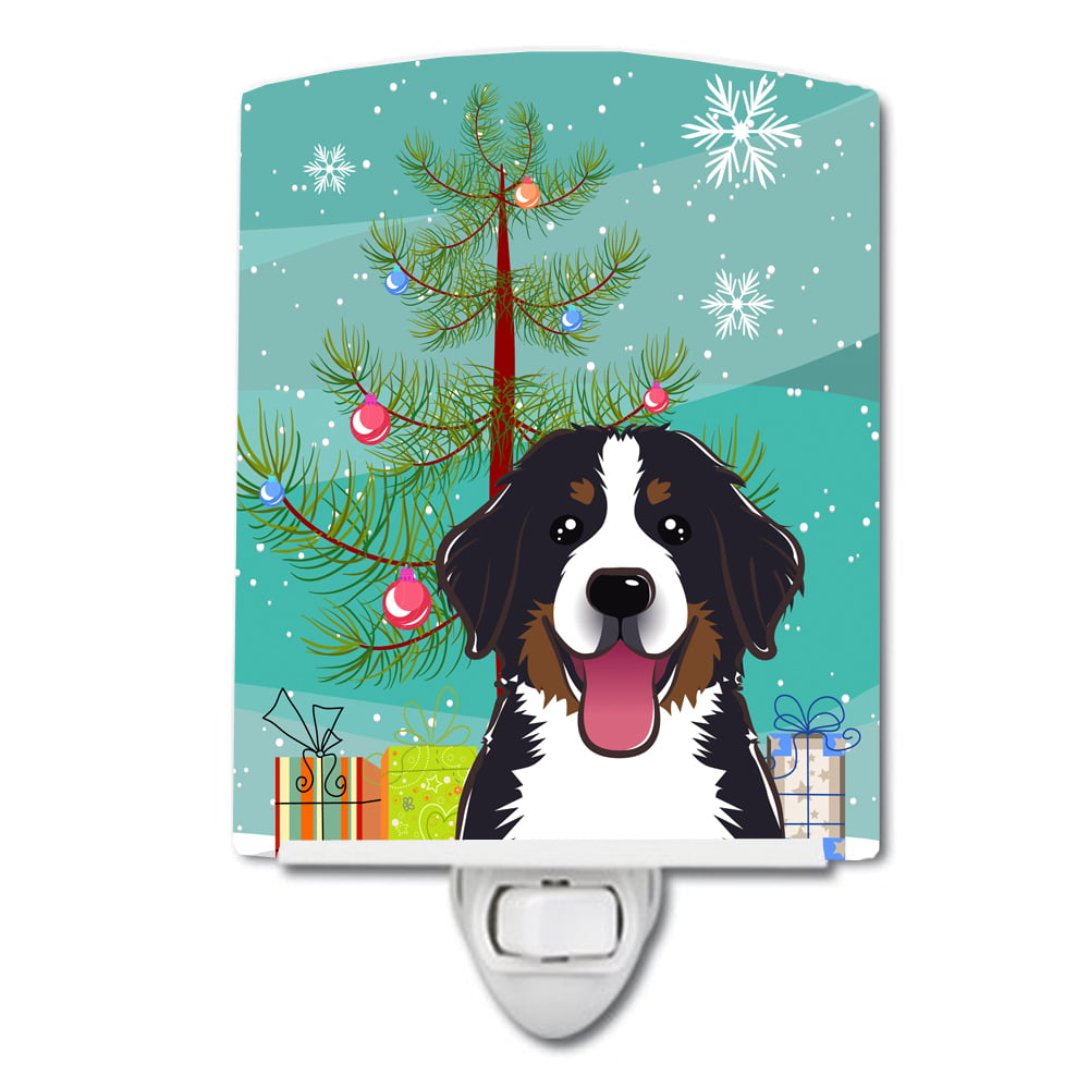 Christmas Tree & Bernese Mountain Dog Ceramic Night Light