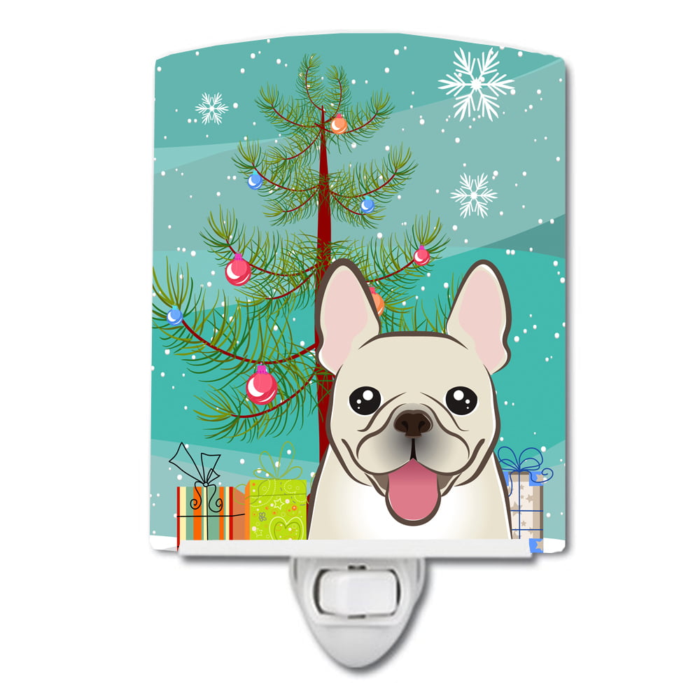 Christmas Tree & French Bulldog Ceramic Night Light