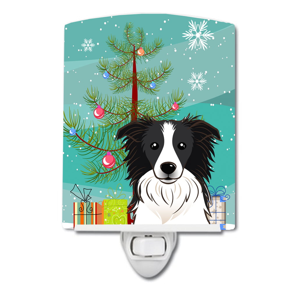 BB1613CNL Christmas Tree & Border Collie Ceramic Night Light