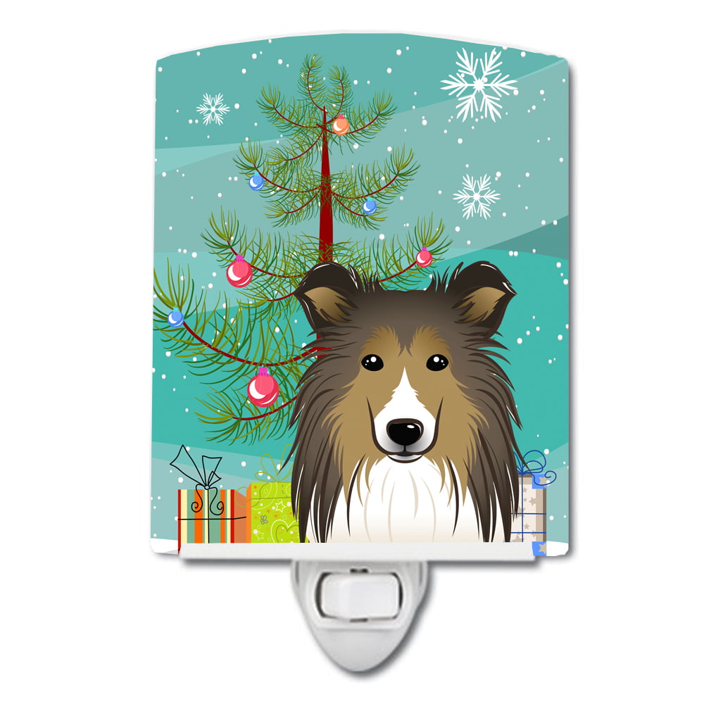 BB1614CNL Christmas Tree & Sheltie Ceramic Night Light