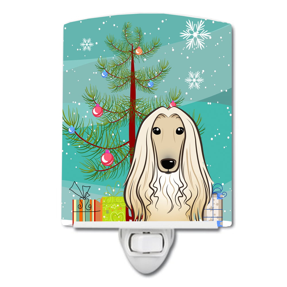 BB1616CNL Christmas Tree & Afghan Hound Ceramic Night Light