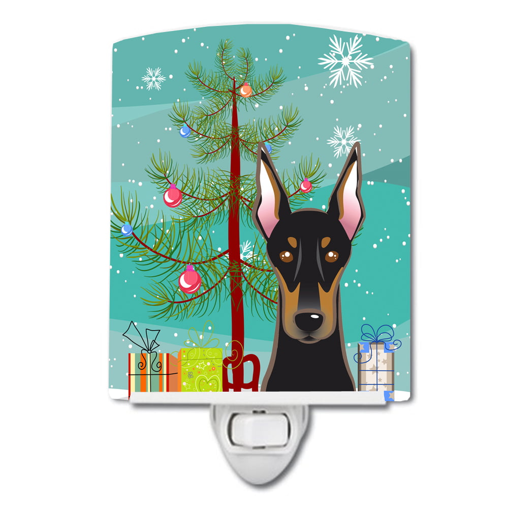 BB1617CNL Christmas Tree & Doberman Ceramic Night Light