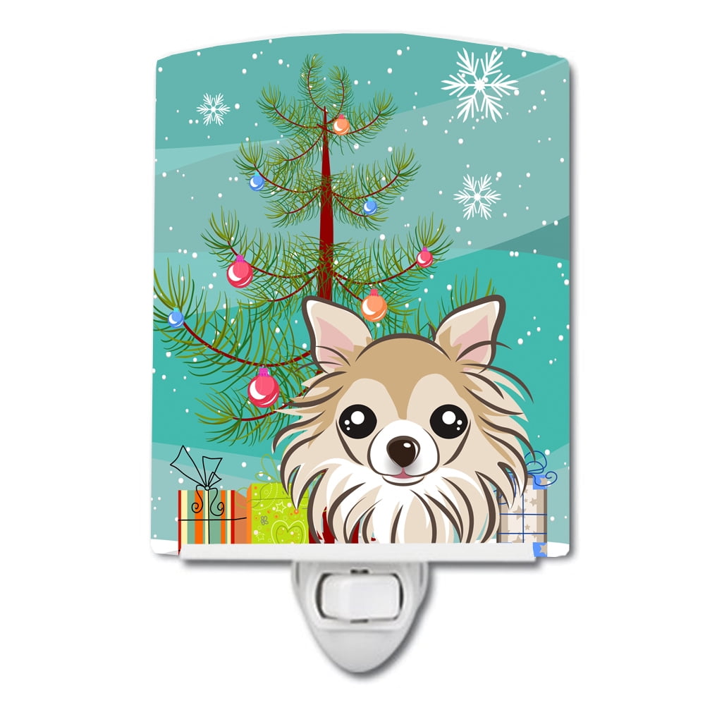 Christmas Tree & Chihuahua Ceramic Night Light