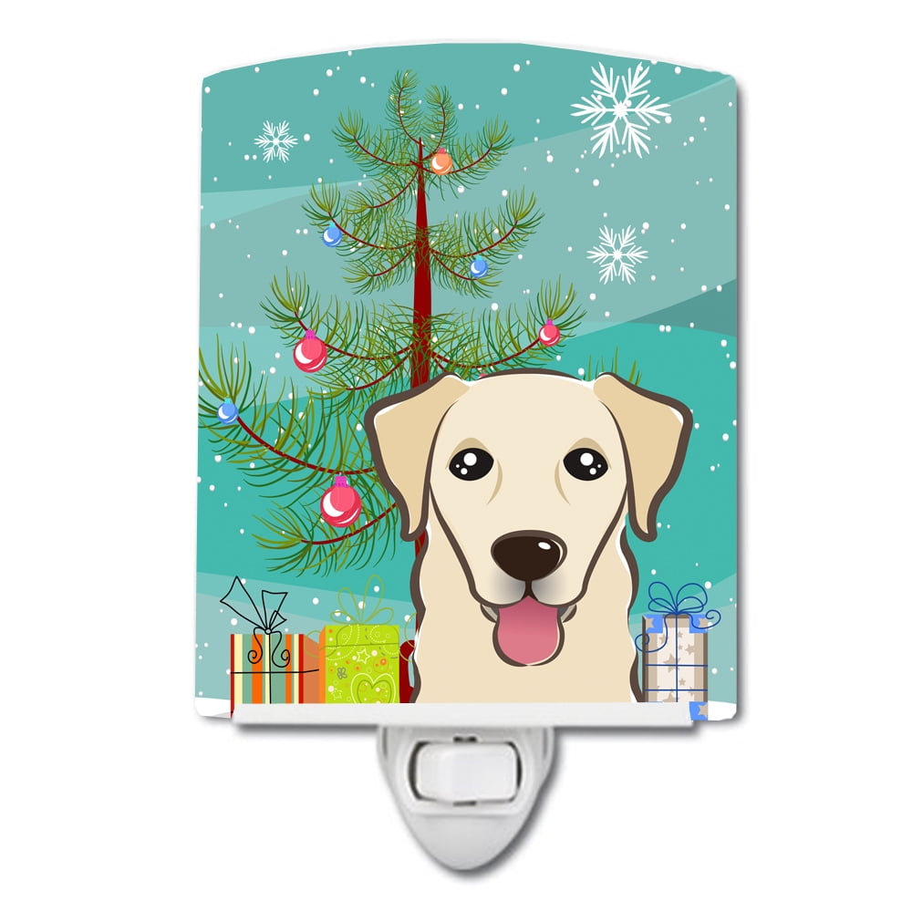 Christmas Tree & Golden Retriever Ceramic Night Light
