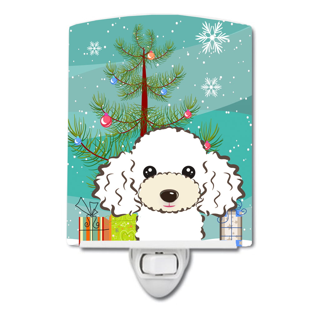 BB1629CNL Christmas Tree & White Poodle Ceramic Night Light