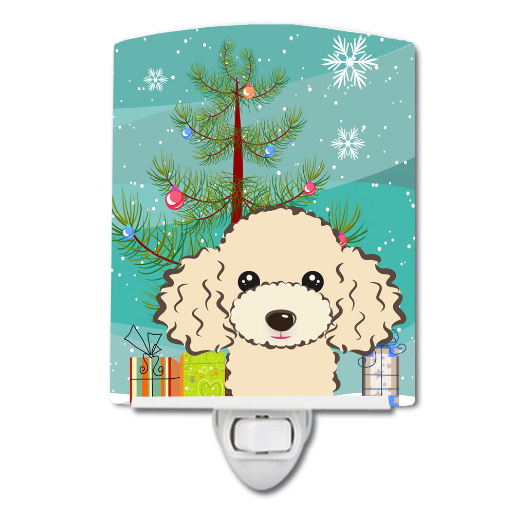 BB1630CNL Christmas Tree & Buff Poodle Ceramic Night Light