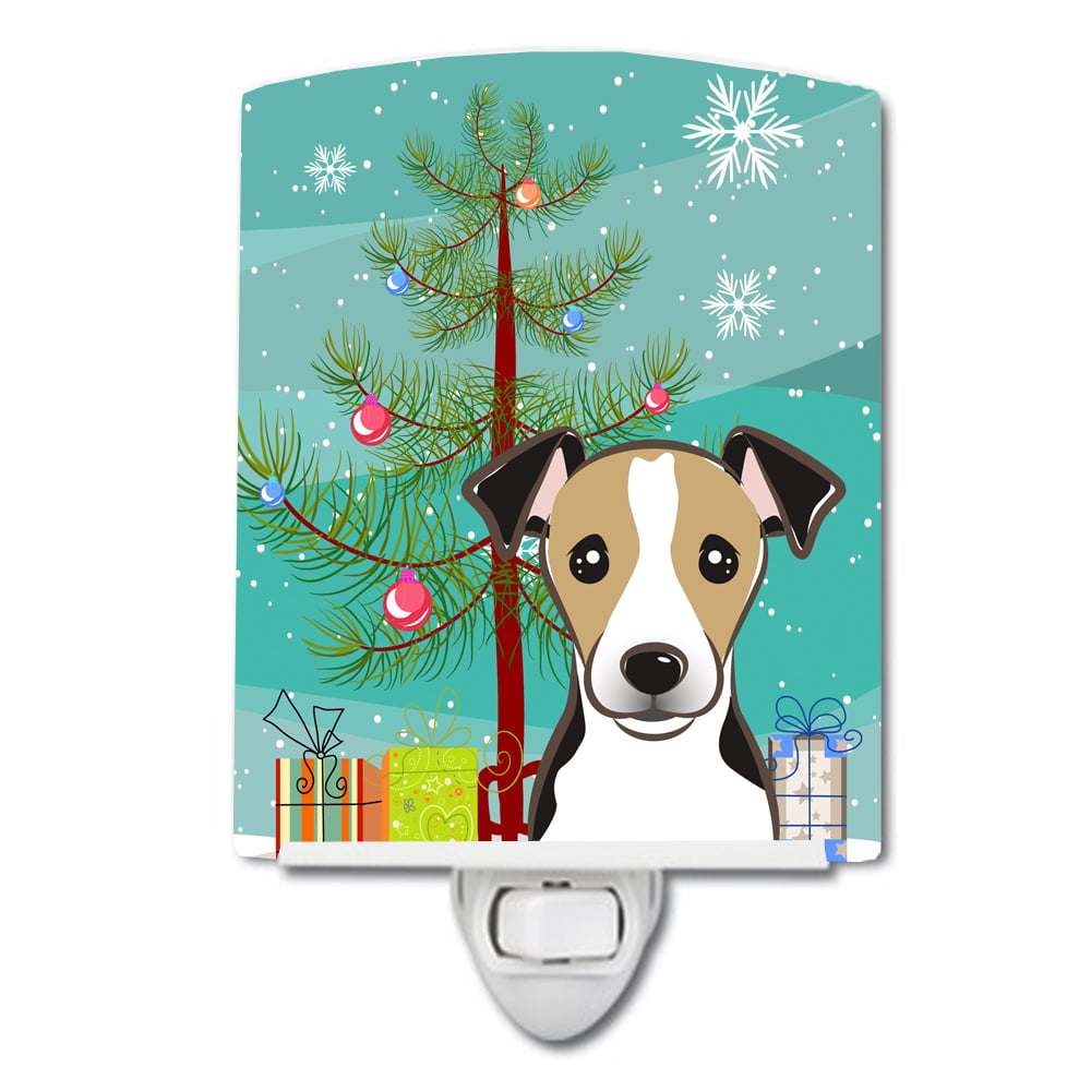 Christmas Tree & Jack Russell Terrier Ceramic Night Light