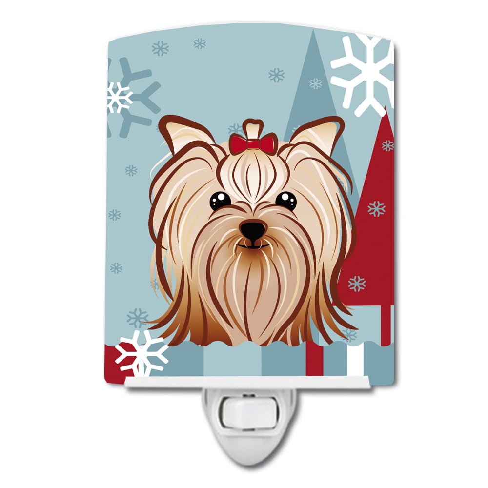 Winter Holiday Yorkie Yorkishire Terrier Ceramic Night Light
