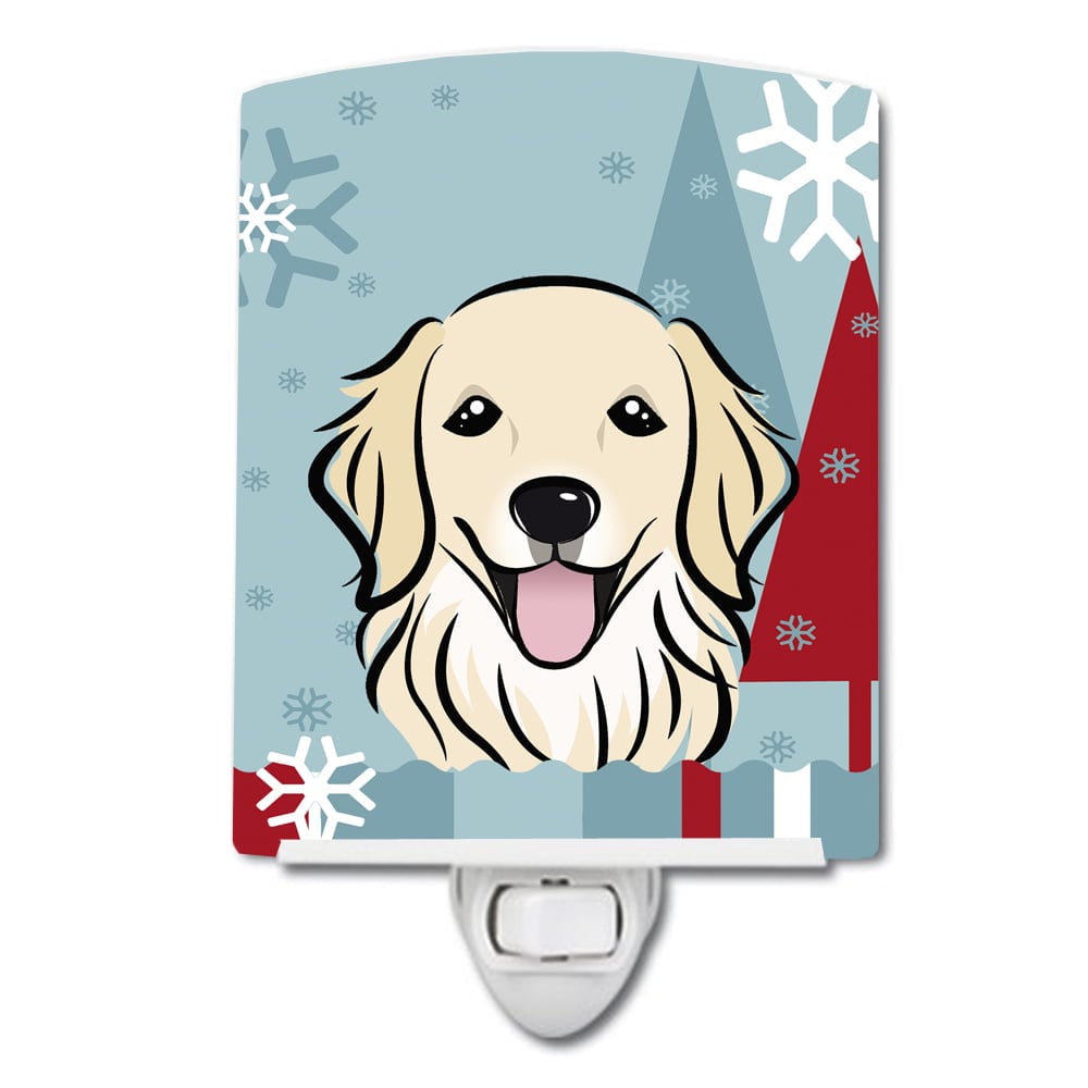 Winter Holiday Golden Retriever Ceramic Night Light