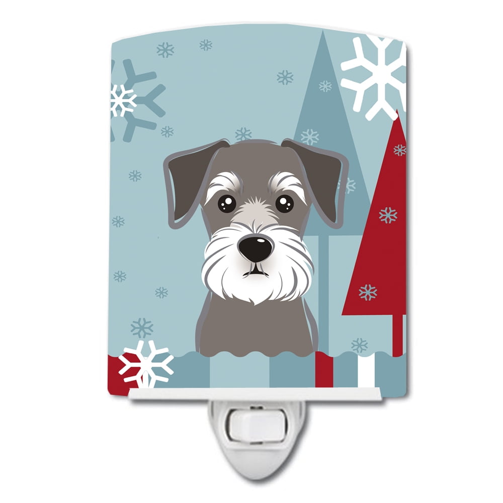 Winter Holiday Schnauzer Ceramic Night Light