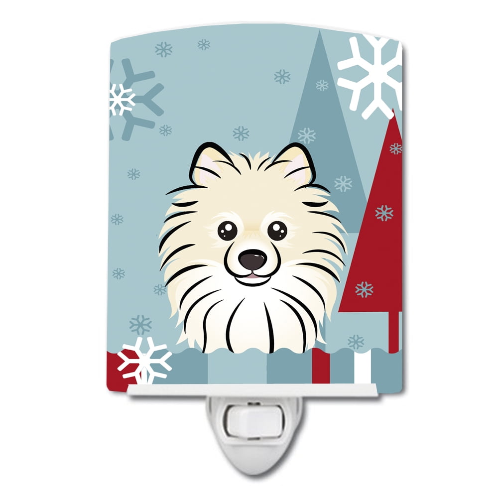 Winter Holiday Pomeranian Ceramic Night Light
