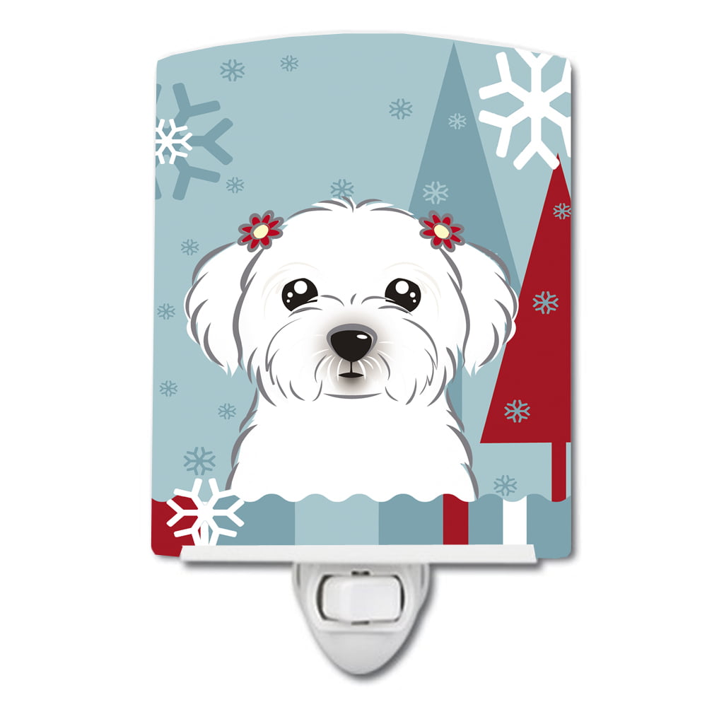 Winter Holiday Maltese Ceramic Night Light