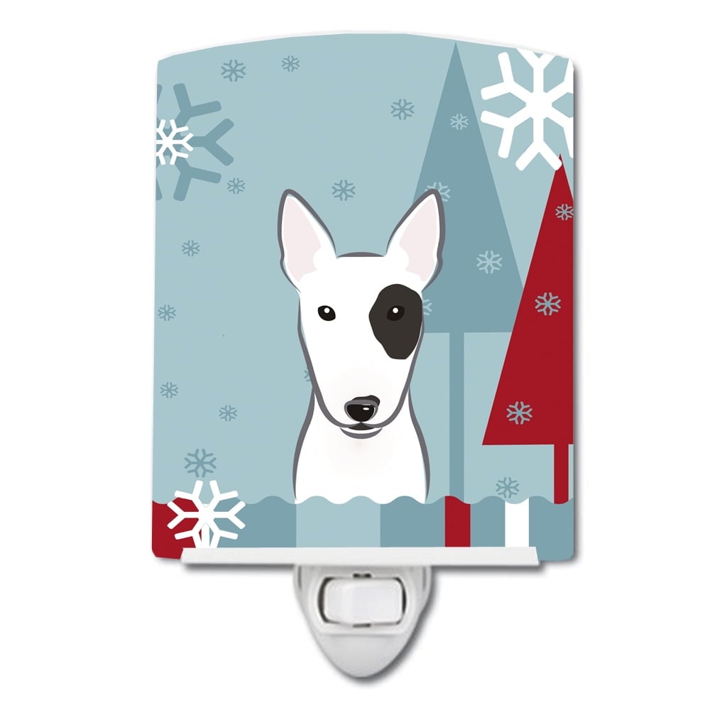 Winter Holiday Bull Terrier Ceramic Night Light