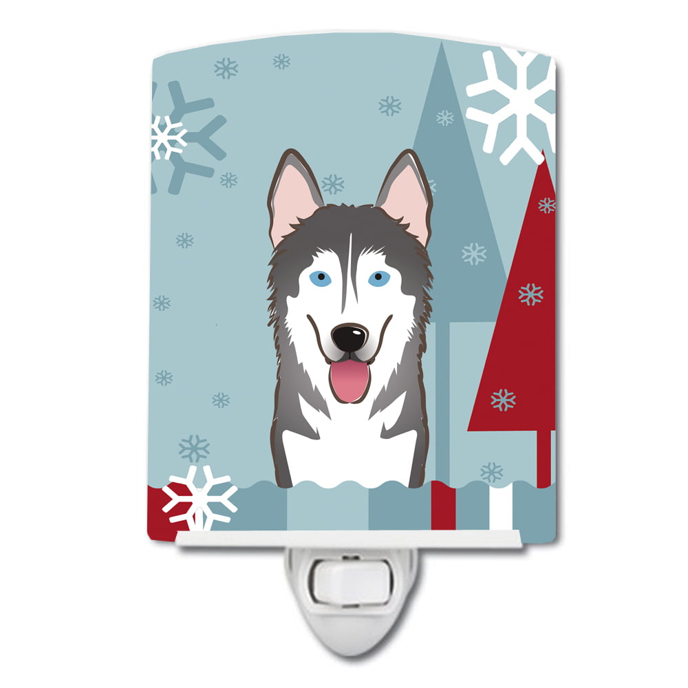 Winter Holiday Alaskan Malamute Ceramic Night Light