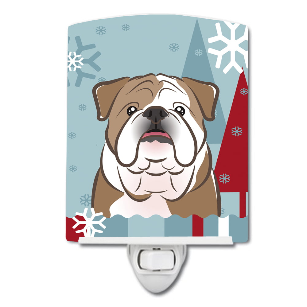 Winter Holiday English Bulldog Ceramic Night Light