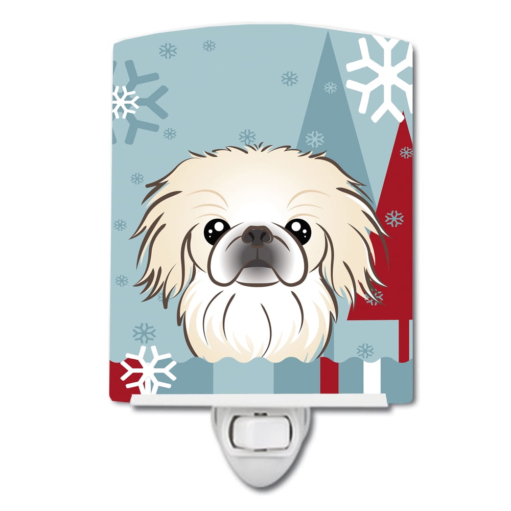 Winter Holiday Pekingese Ceramic Night Light