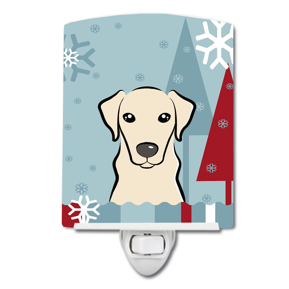 Winter Holiday Yellow Labrador Ceramic Night Light