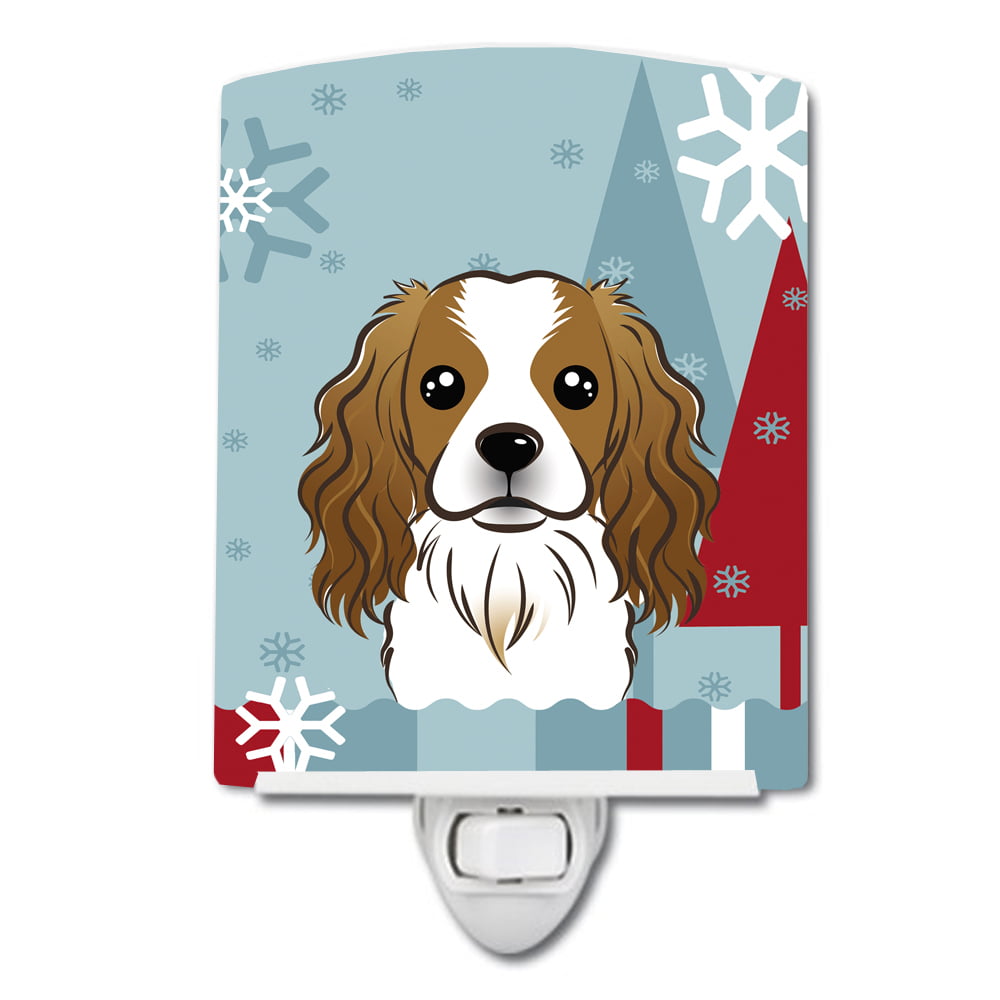 Winter Holiday Cavalier Spaniel Ceramic Night Light