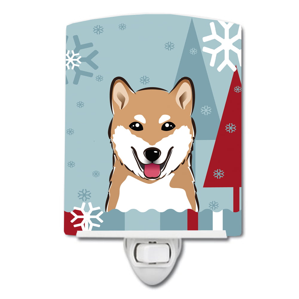 Winter Holiday Shiba Inu Ceramic Night Light