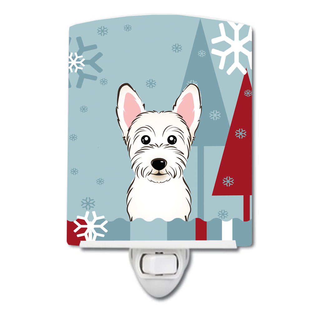Winter Holiday Westie Ceramic Night Light