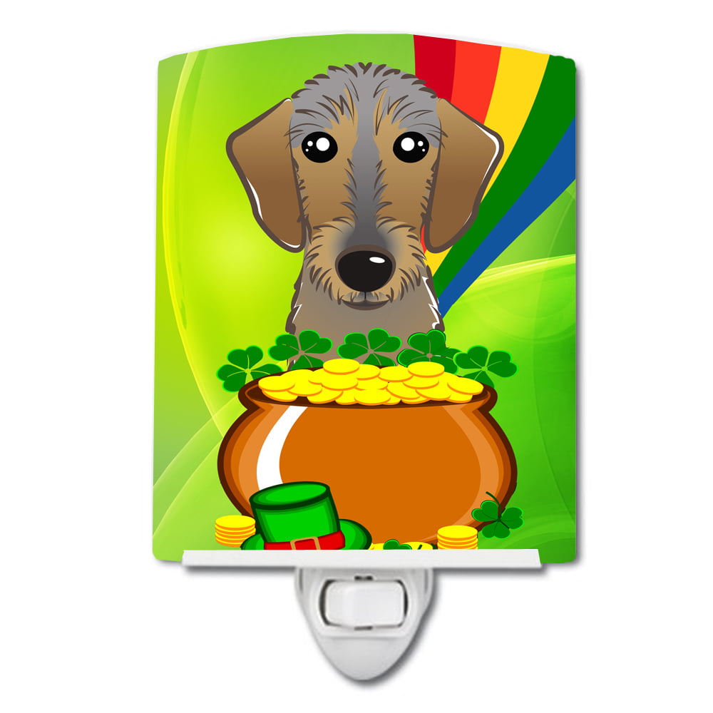 BB1977CNL Wirehaired Dachshund St. Patricks Day Ceramic Night Light