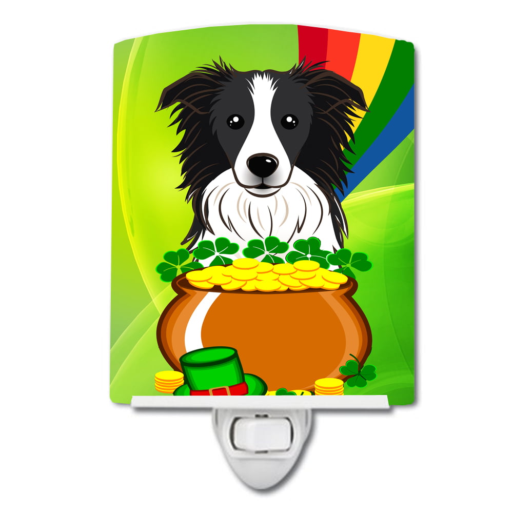 BB1985CNL Border Collie St. Patricks Day Ceramic Night Light