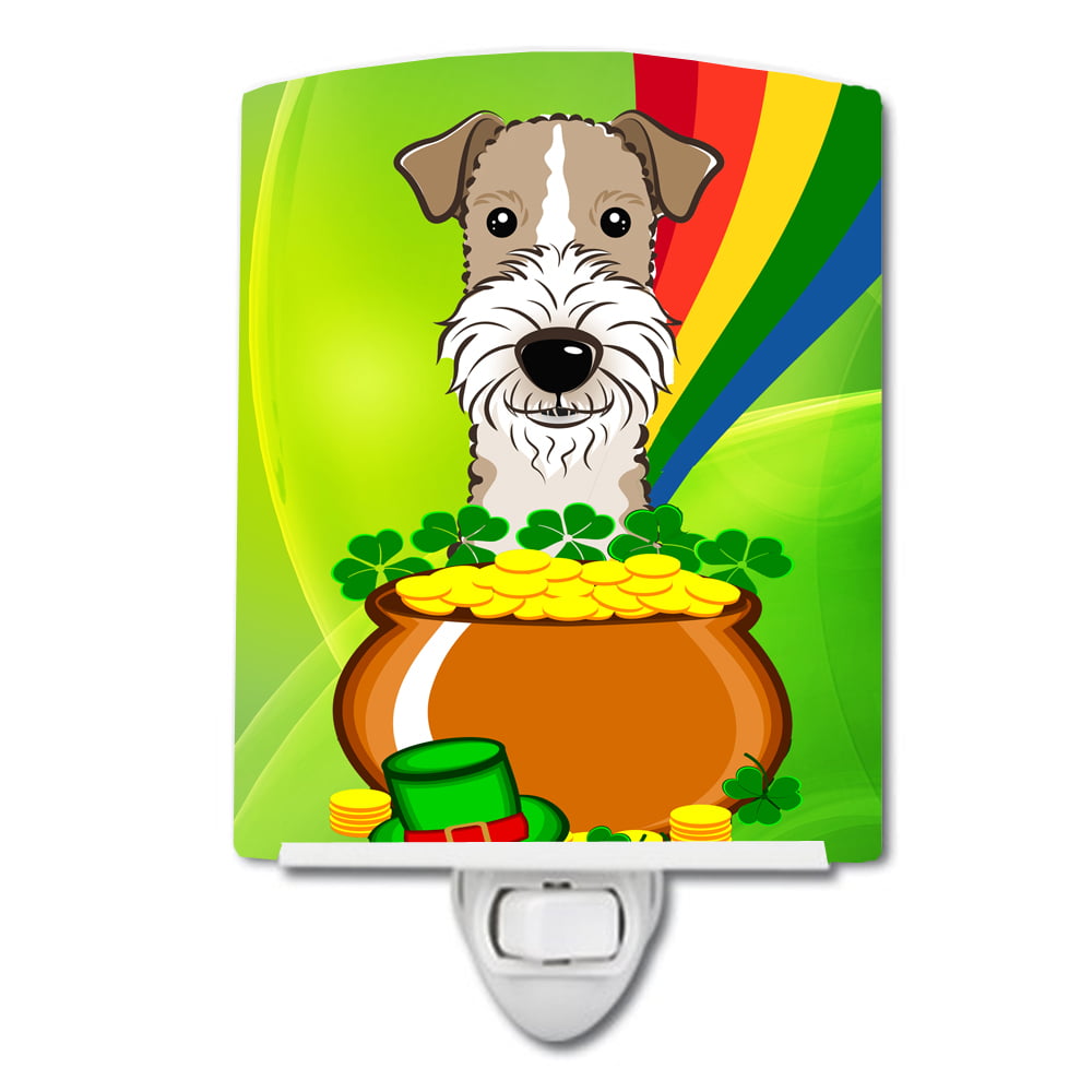 BB1991CNL Wire Haired Fox Terrier St. Patricks Day Ceramic Night Light
