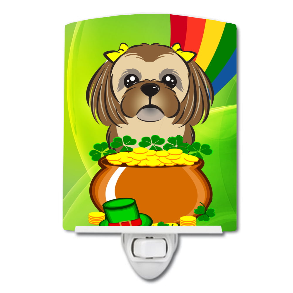 Chocolate Brown Shih Tzu St. Patricks Day Ceramic Night Light