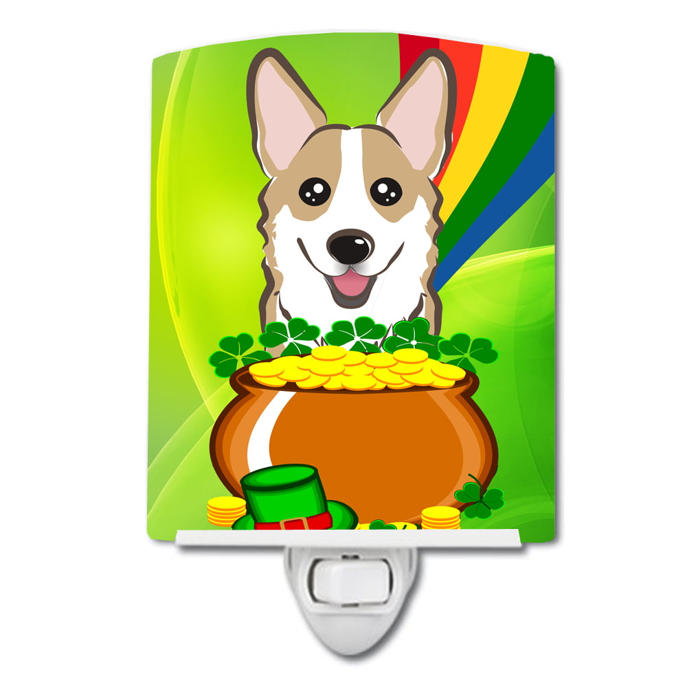 BB1997CNL Sable Corgi St. Patricks Day Ceramic Night Light
