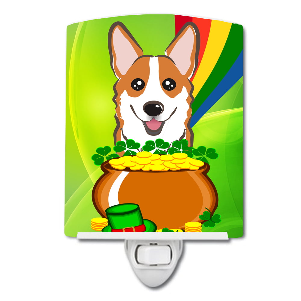 BB1998CNL Red Corgi St. Patricks Day Ceramic Night Light