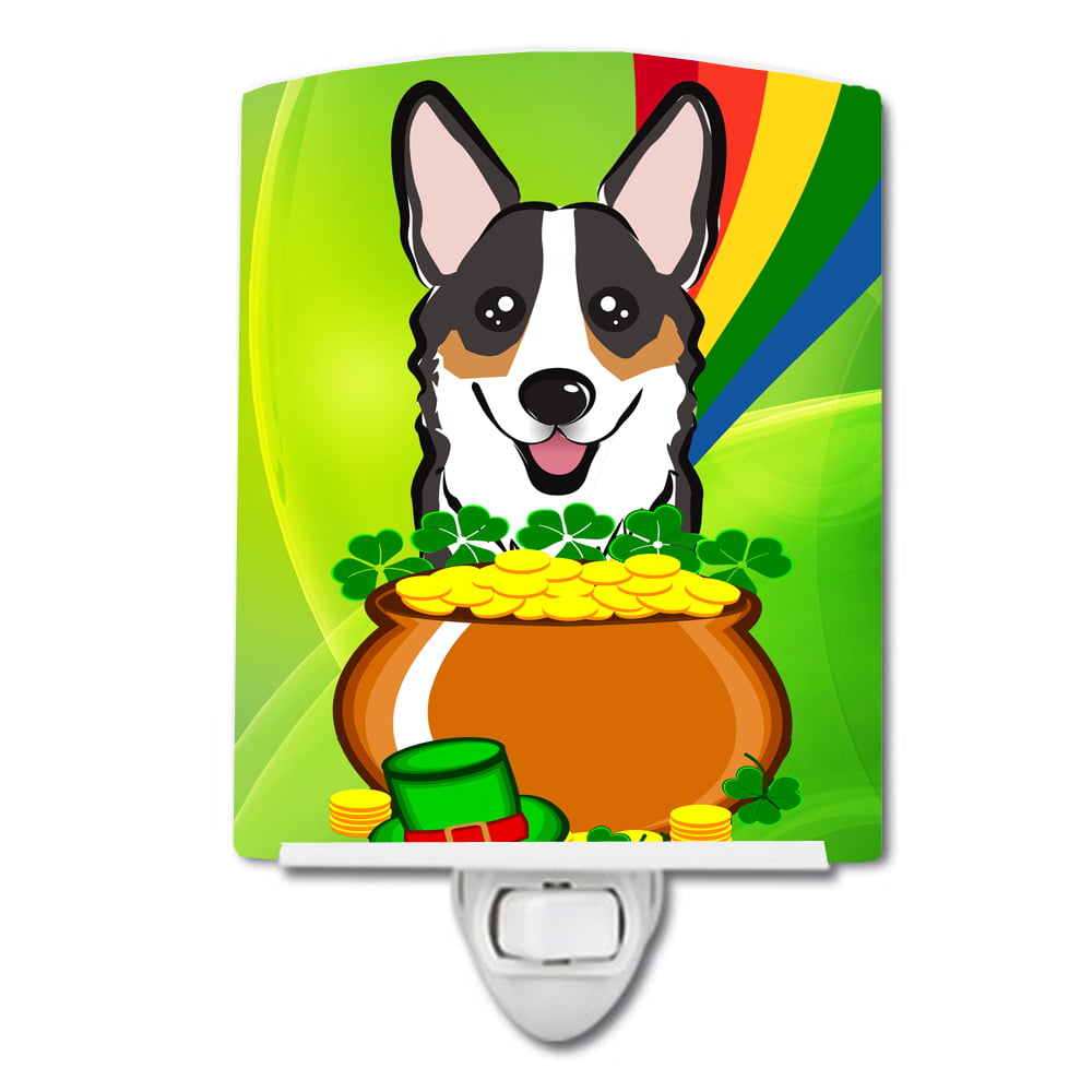 Tricolor Corgi St. Patricks Day Ceramic Night Light