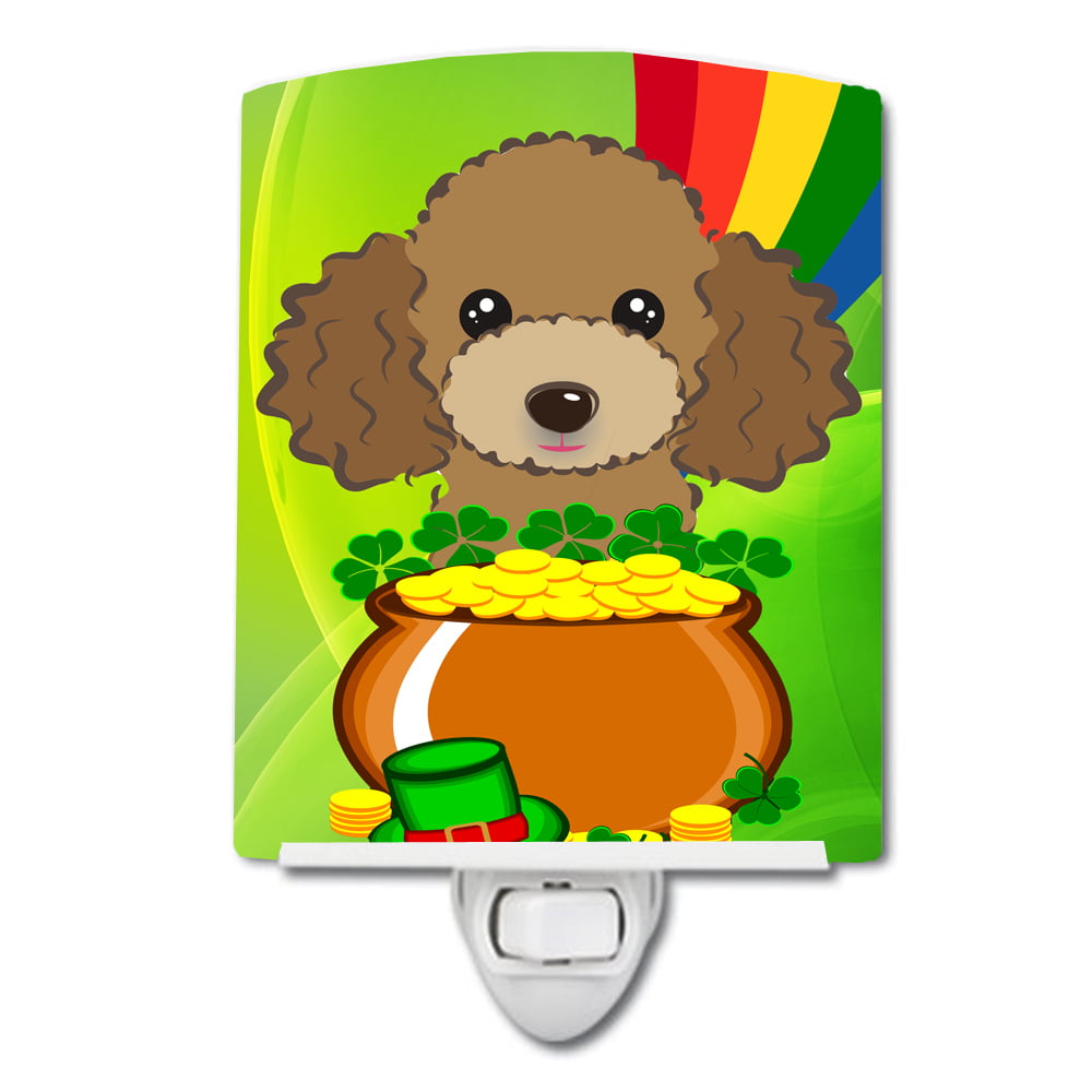 BB2000CNL Chocolate Brown Poodle St. Patricks Day Ceramic Night Light