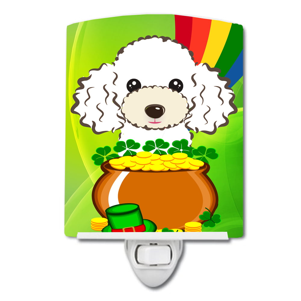 BB2001CNL White Poodle St. Patricks Day Ceramic Night Light