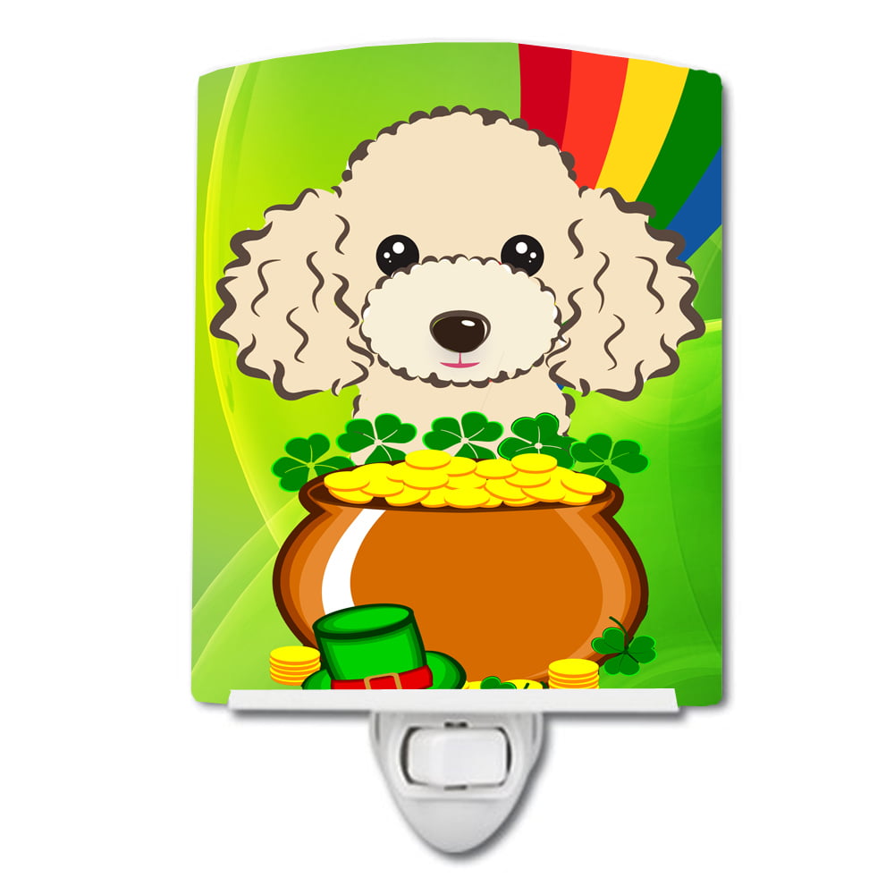 BB2002CNL Buff Poodle St. Patricks Day Ceramic Night Light