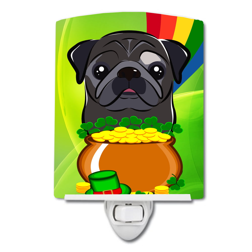 BB2007CNL Black Pug St. Patricks Day Ceramic Night Light