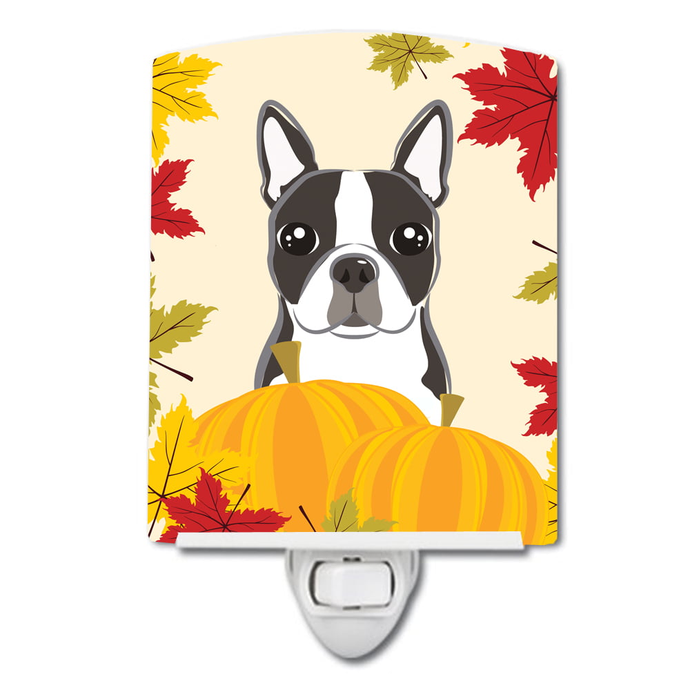 BB2009CNL Boston Terrier Thanksgiving Ceramic Night Light