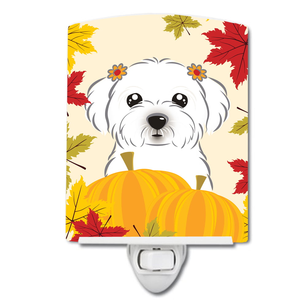 BB2014CNL Maltese Thanksgiving Ceramic Night Light
