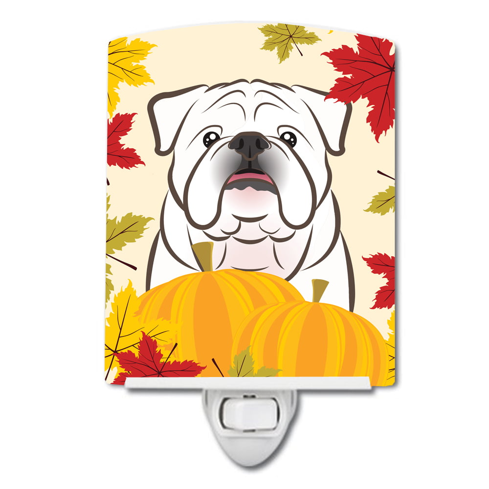 White English Bulldog Thanksgiving Ceramic Night Light