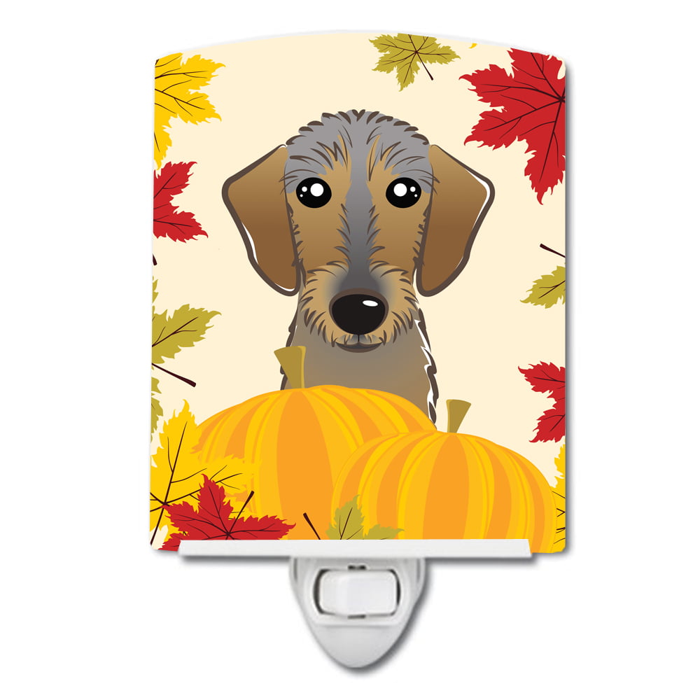 BB2039CNL Wirehaired Dachshund Thanksgiving Ceramic Night Light