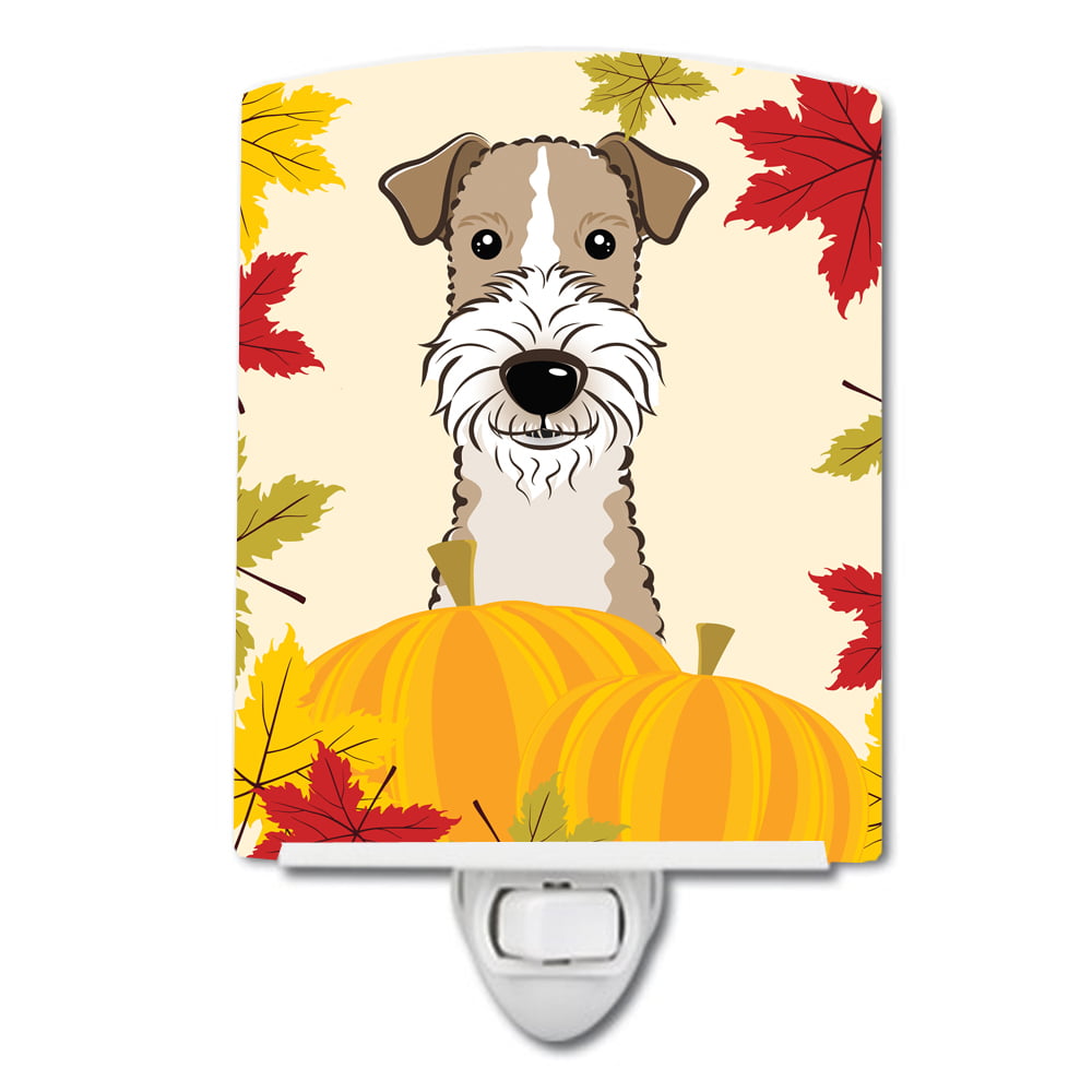 BB2053CNL Wire Haired Fox Terrier Thanksgiving Ceramic Night Light