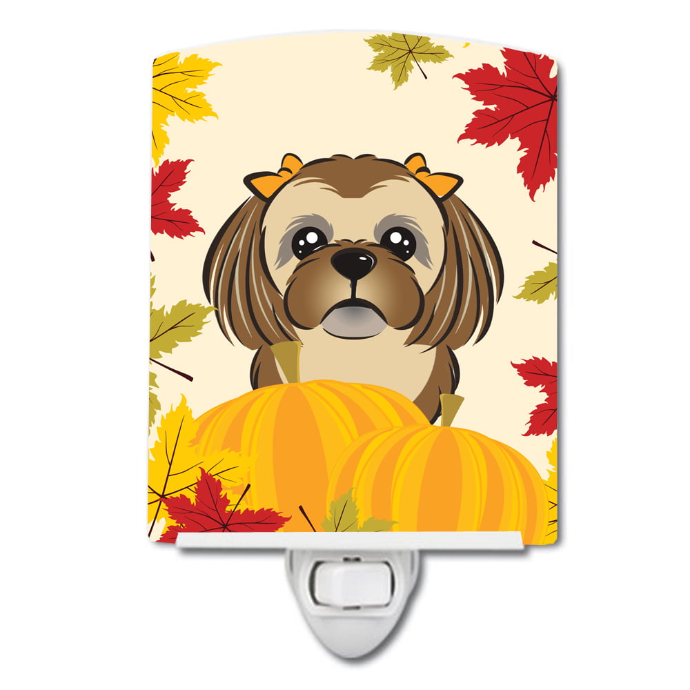 Chocolate Brown Shih Tzu Thanksgiving Ceramic Night Light